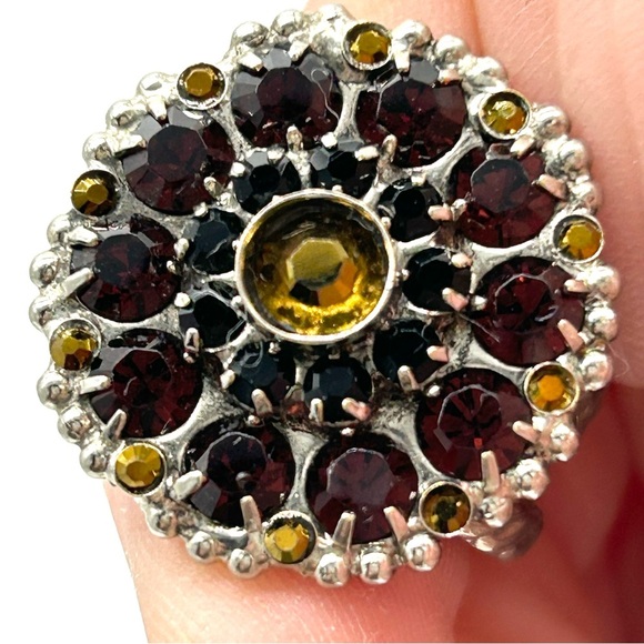 Sorrelli Crystal Dark Red and Gold Band Ring - Picture 3 of 5